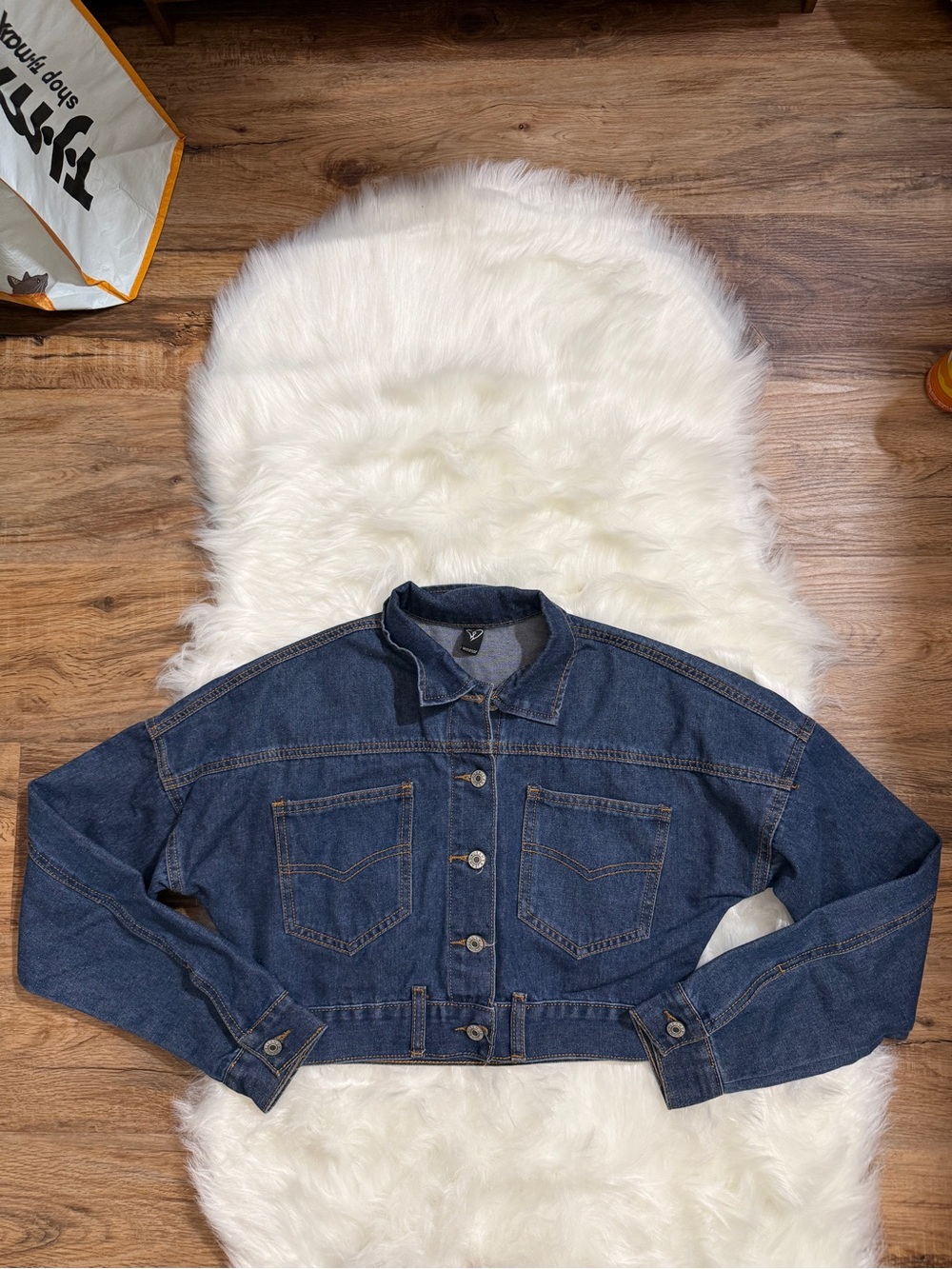 Windsor Dark Wash Cropped Denim Jacket Size S NWOT